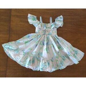 Janie and Jack Girls Tiered Floral Cold Shoulder Dress blush floral size 3 EUC